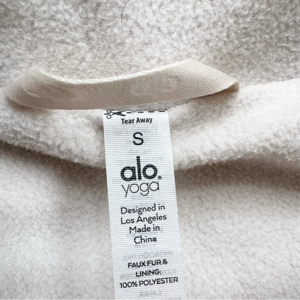 Alo Flurry Mock-Neck Fleece Zip-Up Jacket Cream Small